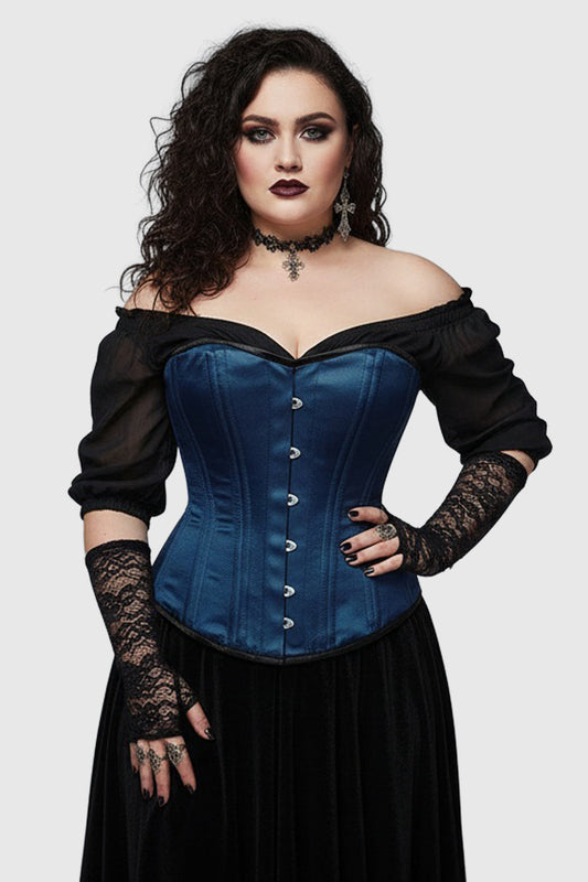 Shawnice Blue Satin Waist Trainer Overbust Corset