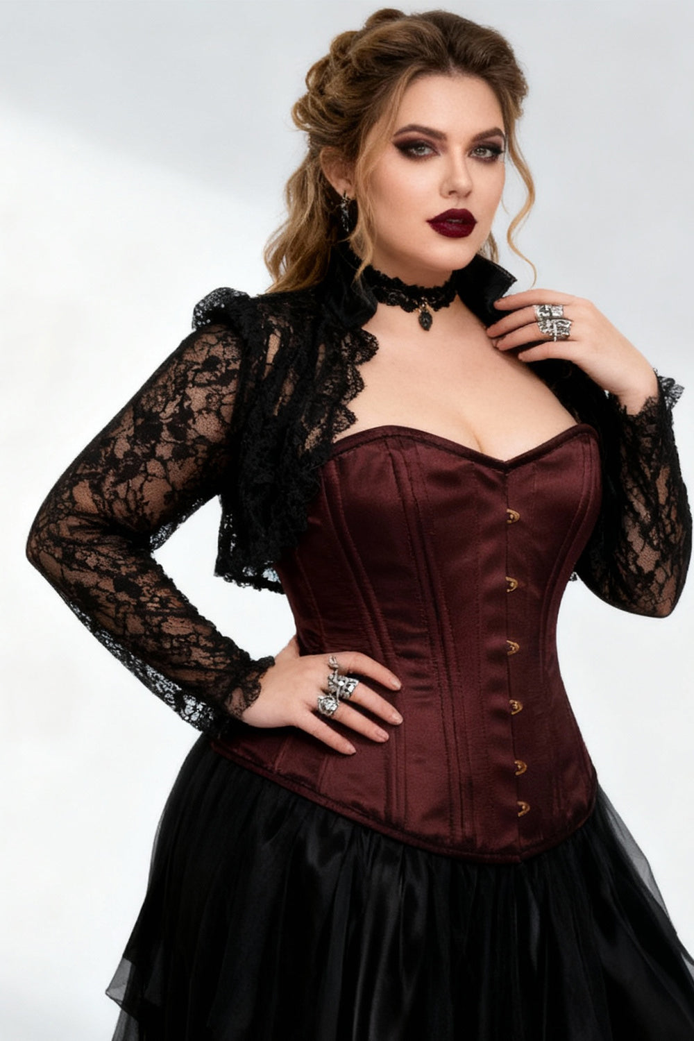 Katlynne Steampunk Satin Underbust Waist Training Corset