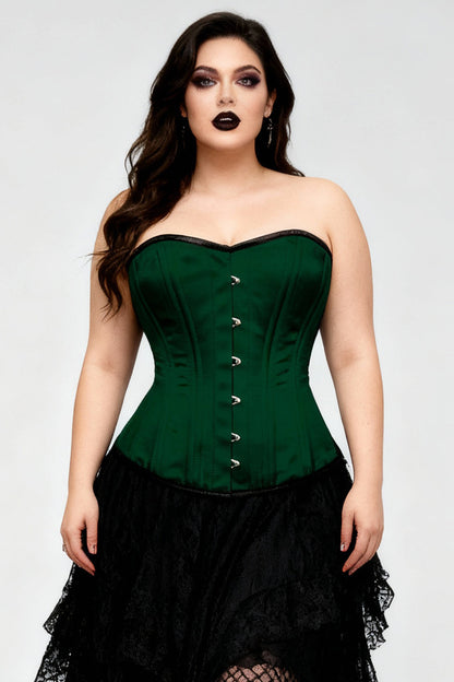 Joleesa Green Satin Waist Trainer Overbust Corset