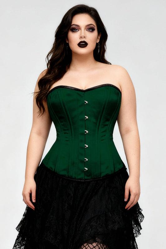 Joleesa Green Satin Waist Trainer Overbust Corset