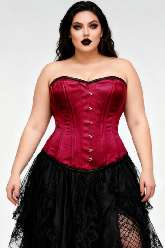 Jazmaine Maroon Satin Waist Trainer Overbust Corset