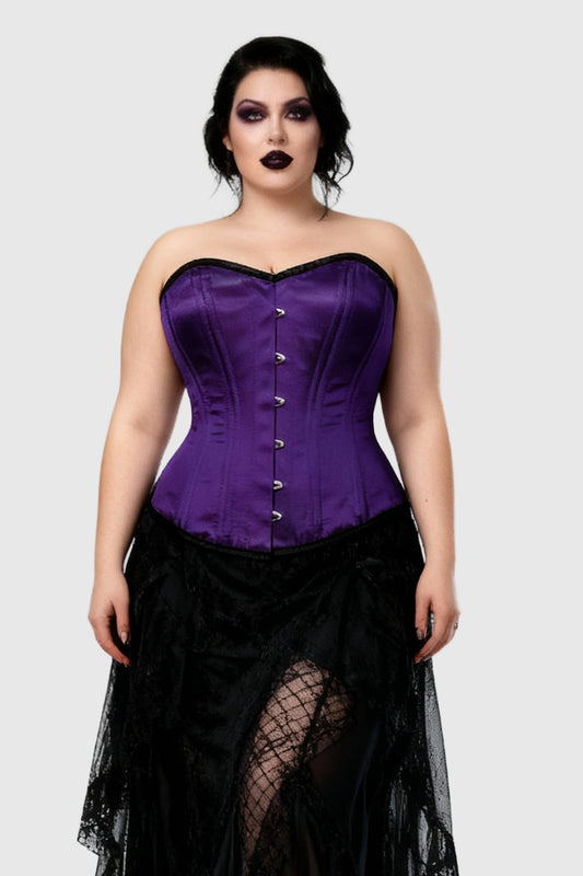 Janesse Purple Satin Waist Trainer Overbust Corset