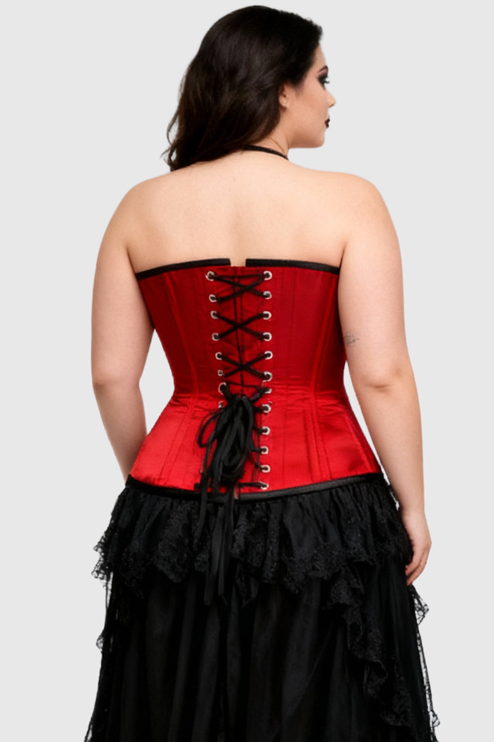 Dejana Red Satin Waist Trainer Overbust Corset