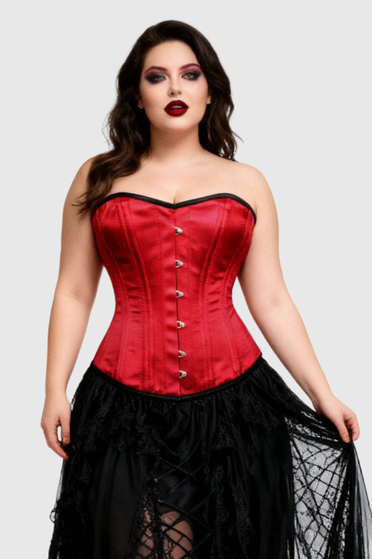 Dejana Red Satin Waist Trainer Overbust Corset