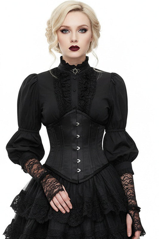 Ilsa Black Satin Waist Training Corset