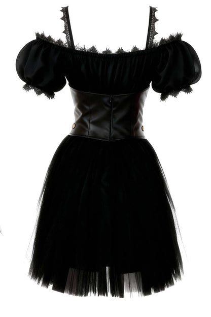 Shawnette Off-Shoulder Mini Black Skirt Dress