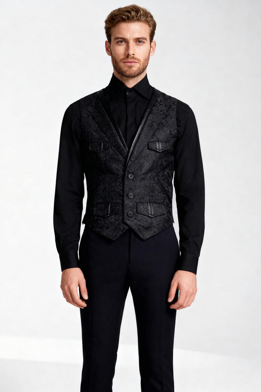 Coder Gothic Black Men's Waist Coat