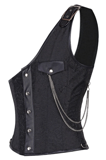 Abraxas Black Brocade Gothic Men's Corset