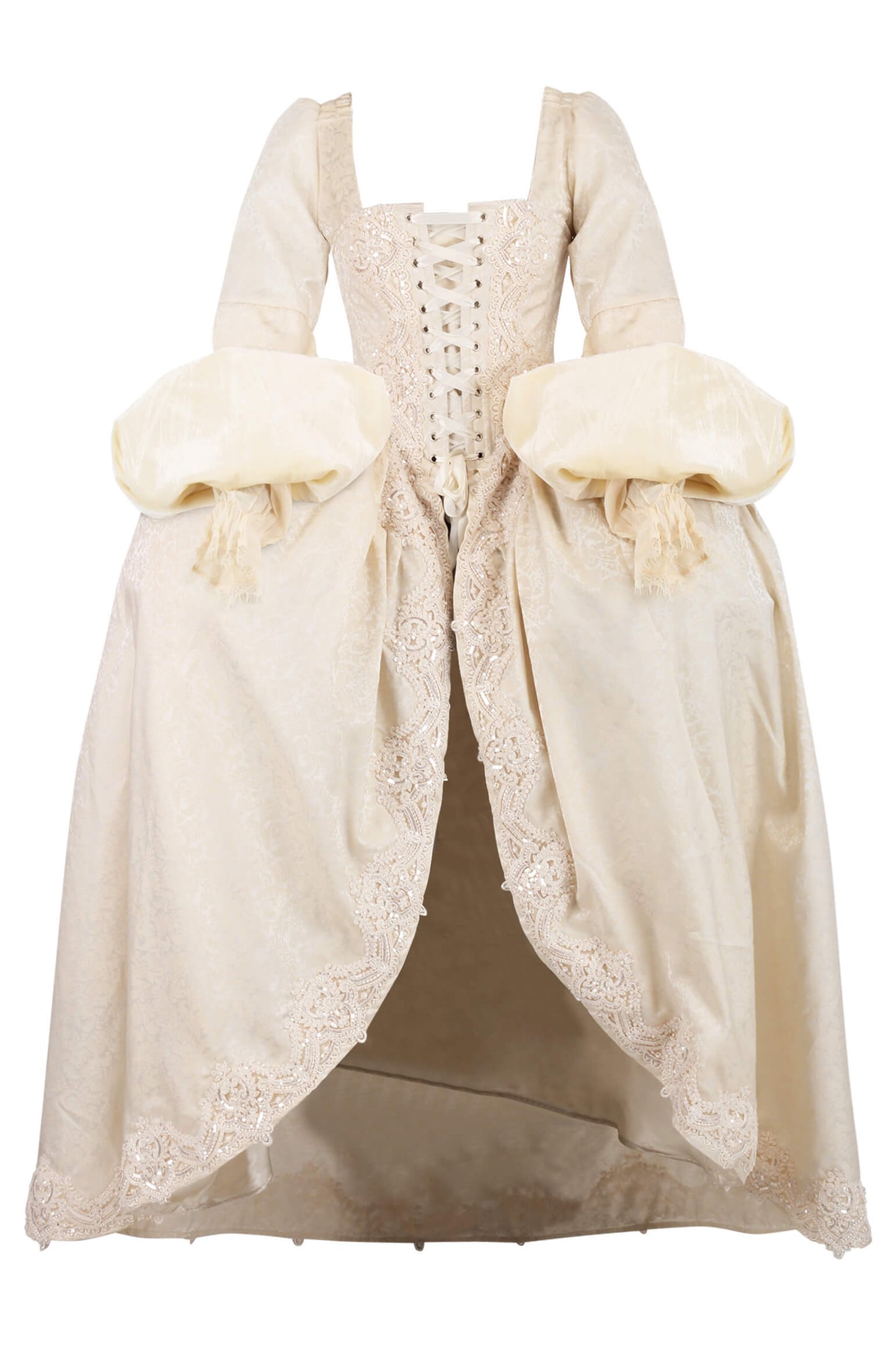 Venessa Rococo Ivory Brocade Tudor Overbust Corset Dress