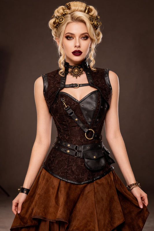 Liz Steampunk Overbust Corset with Shrug
