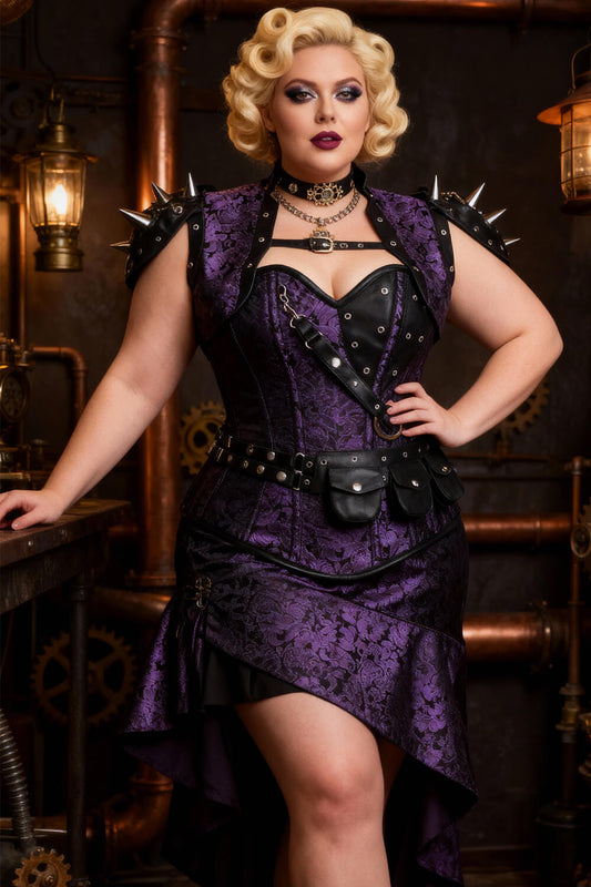Markos Purple Steampunk Overbust Corset with Shrug