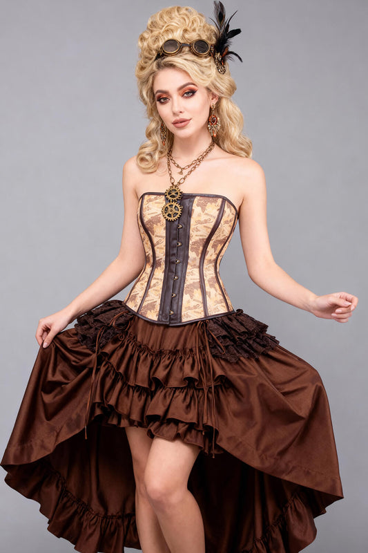 Hawke Steampunk Printed Mesh Overbust Corset