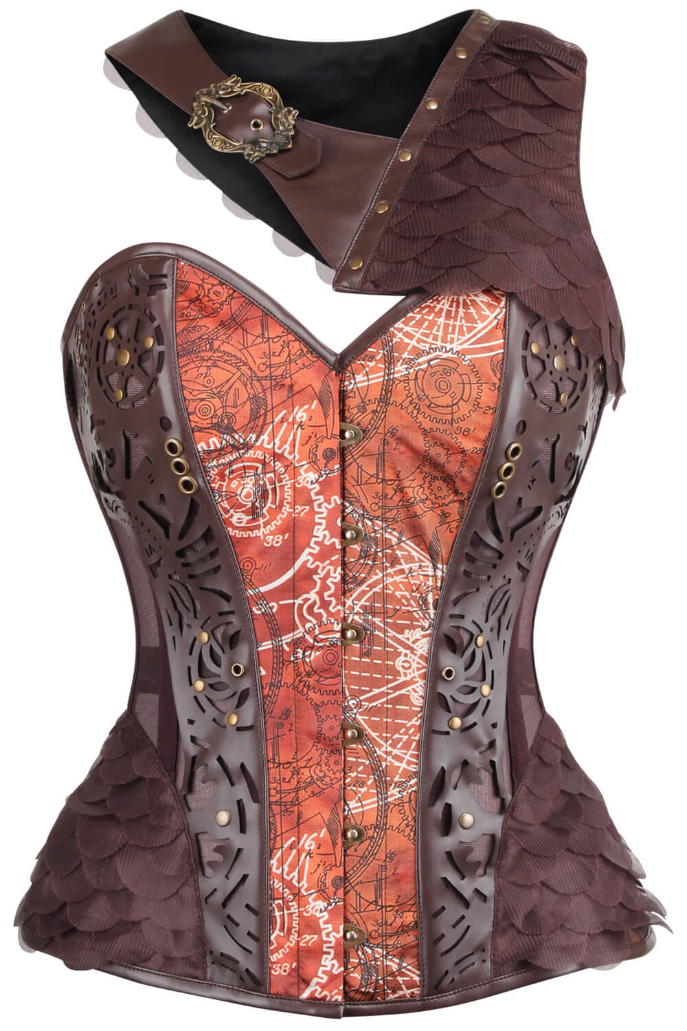 Starlet Steampunk Print Overbust Corset with Shrug
