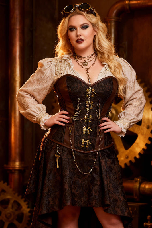 Emmery Steampunk Overbust Corset with Chains
