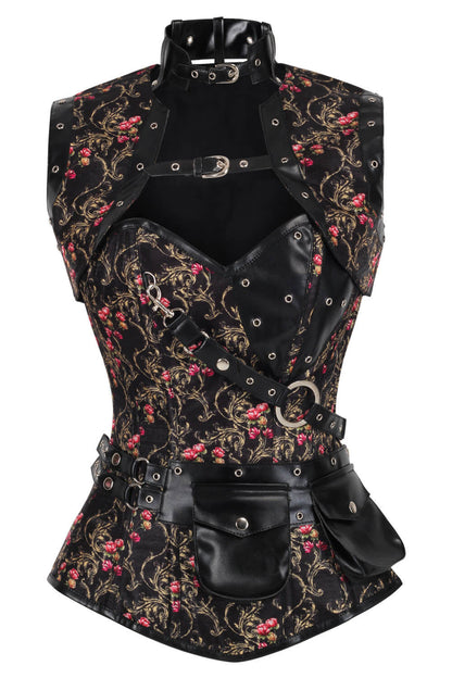 Vennessa Steampuk Baroque Red Rose Corset