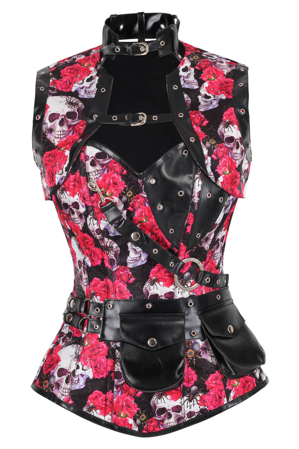 Tarina Skull with Vibrent Rose Overbust Corset
