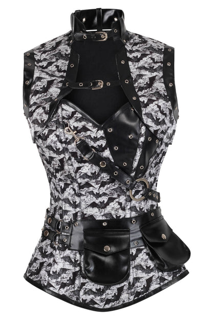 Ricca Bat Inspired Print Overbust Corset