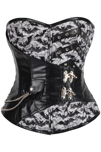 Lynzy Abstract Bat Print Overbust Corset