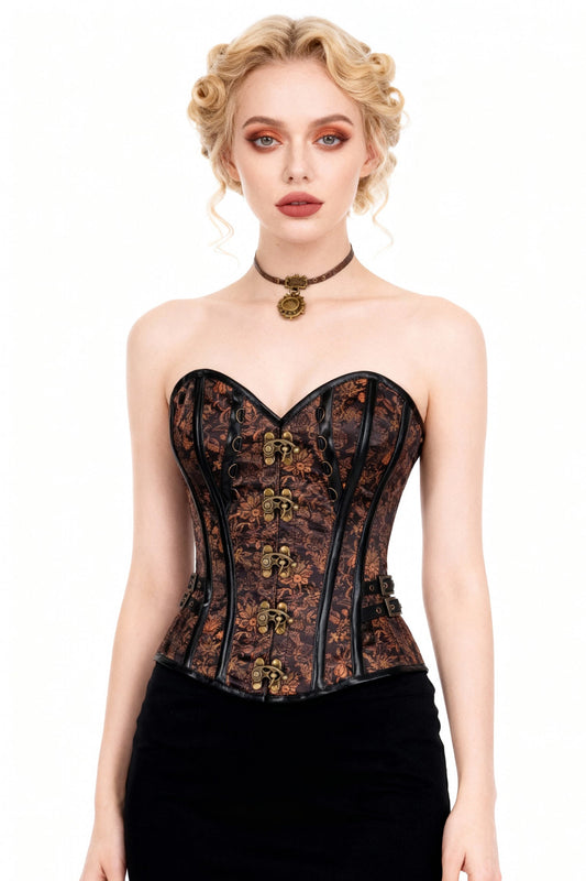 Kennesha Vintage Inspired Floral Steampunk Corset