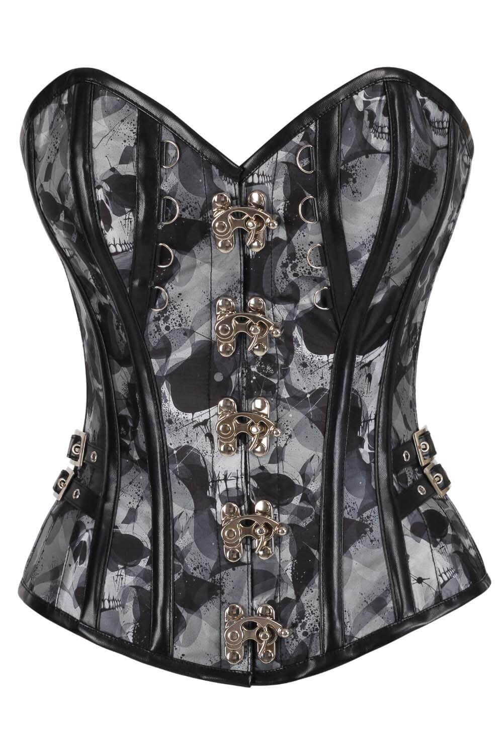 Chalise Abstract Skull Print Overbust Corset