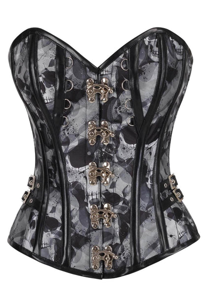 Chalise Abstract Skull Print Overbust Corset