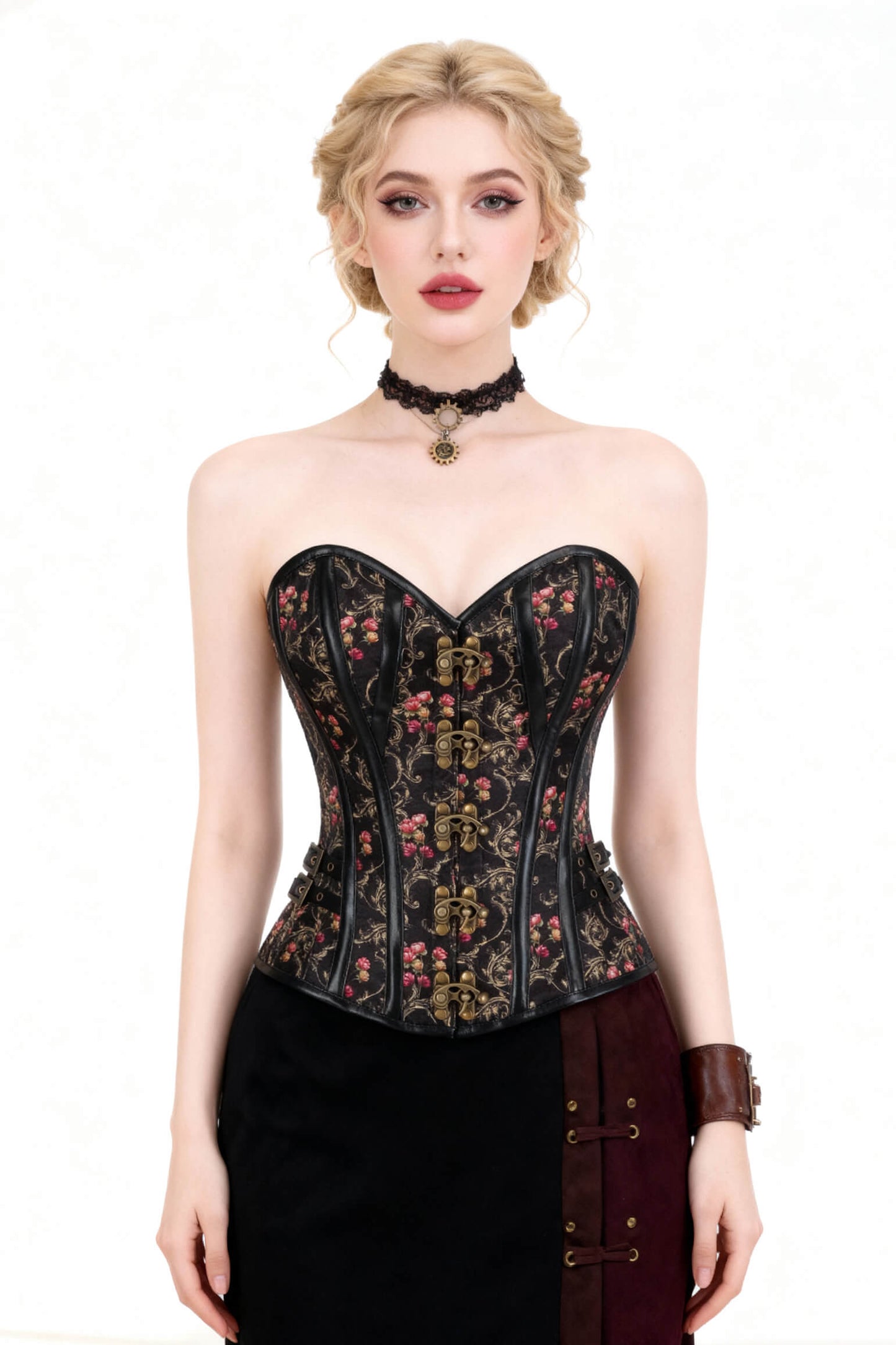 Sabryn Golden Scrollwork with Floral Overbust Corset