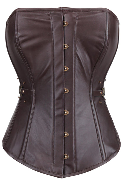 Jaclynn Steampunk Overbust Faux Leather Corset