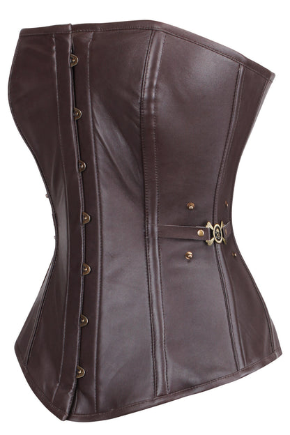 Jaclynn Steampunk Overbust Faux Leather Corset