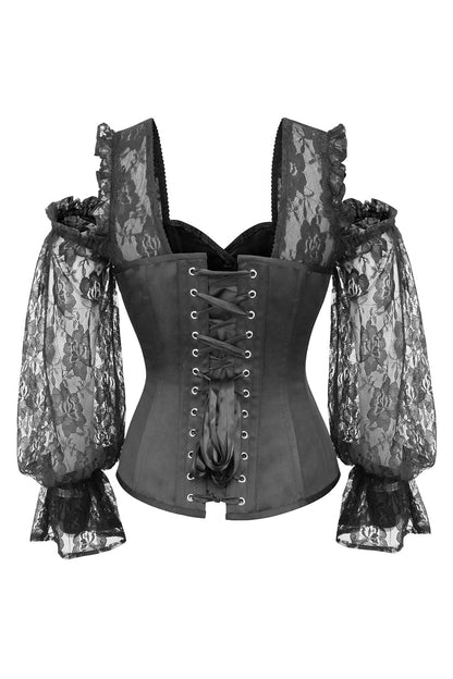 Natoya Overbust Satin Corset With Sleeves