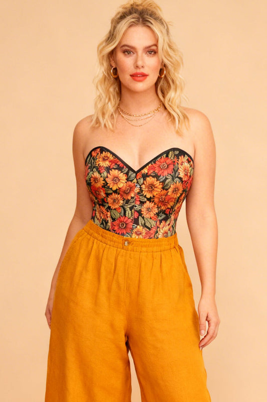 Hailee Autumn Sunflower Bloom Overbust Corset
