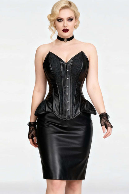 Talene Black Overbust Corset With Hip Gores