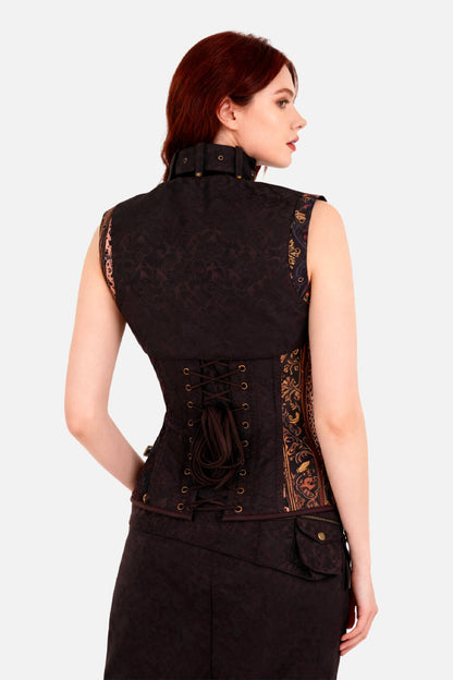 Sharita Steampunk Leopard Baroque Overbust Corset