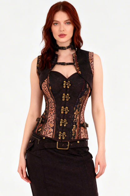Sharita Steampunk Leopard Baroque Overbust Corset