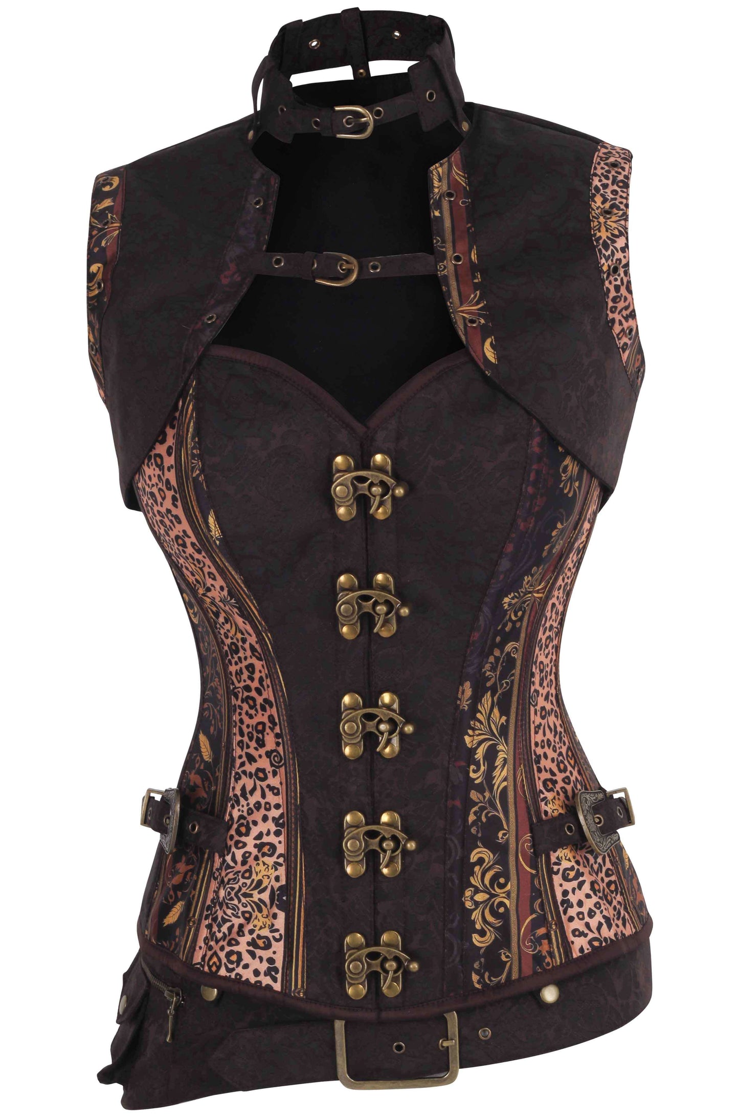 Sharita Steampunk Leopard Baroque Overbust Corset