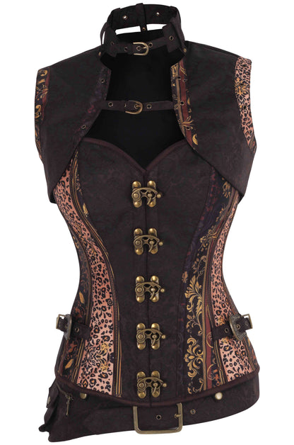 Sharita Steampunk Leopard Baroque Overbust Corset
