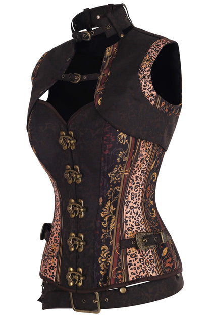 Sharita Steampunk Leopard Baroque Overbust Corset