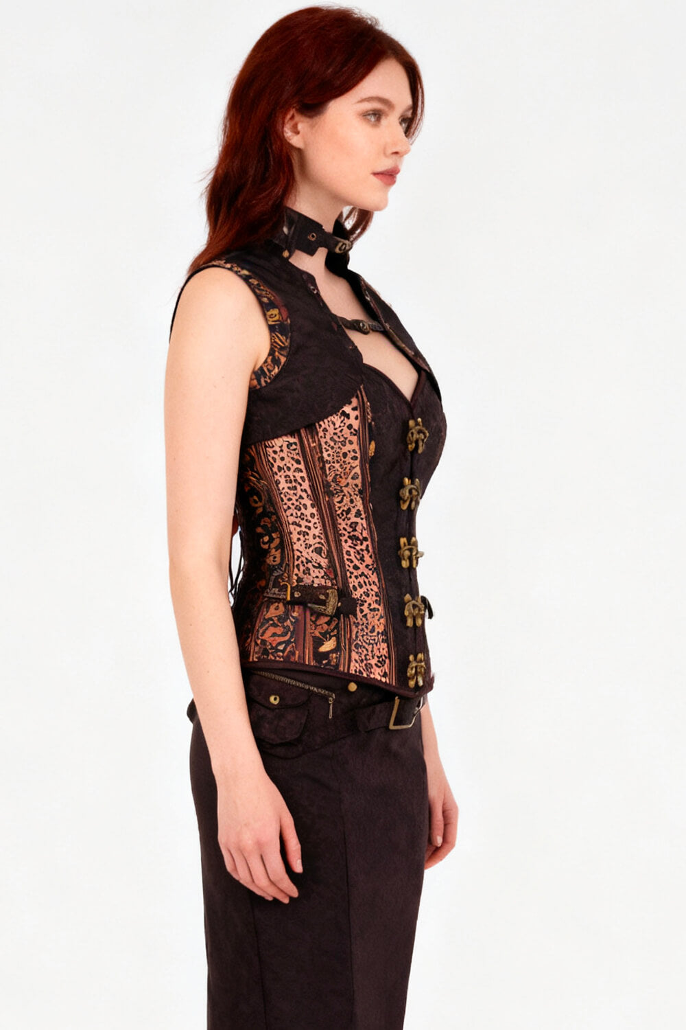 Sharita Steampunk Leopard Baroque Overbust Corset