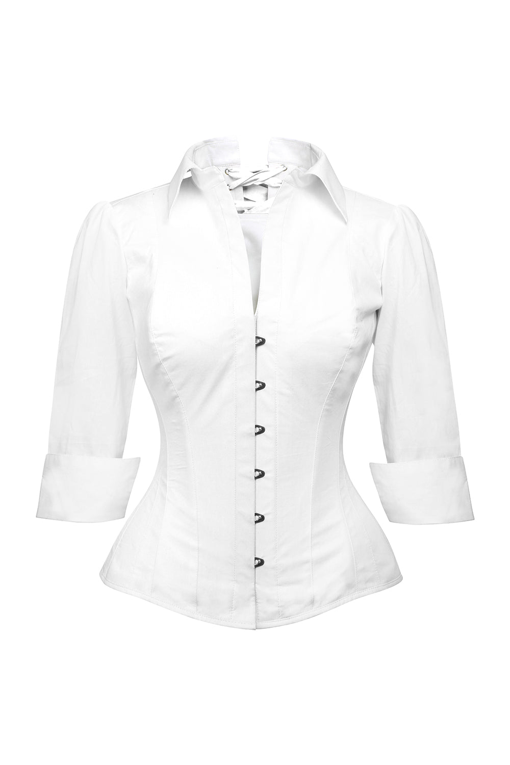 Shirlene Overbust White Cotton Corset Shirt