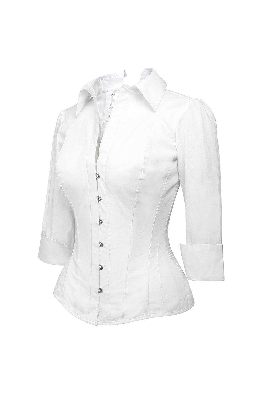 Shirlene Overbust White Cotton Corset Shirt