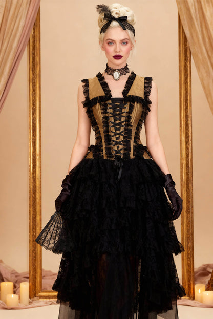 Talina Rococo Gold Taffeta Anastasia Corset Dress