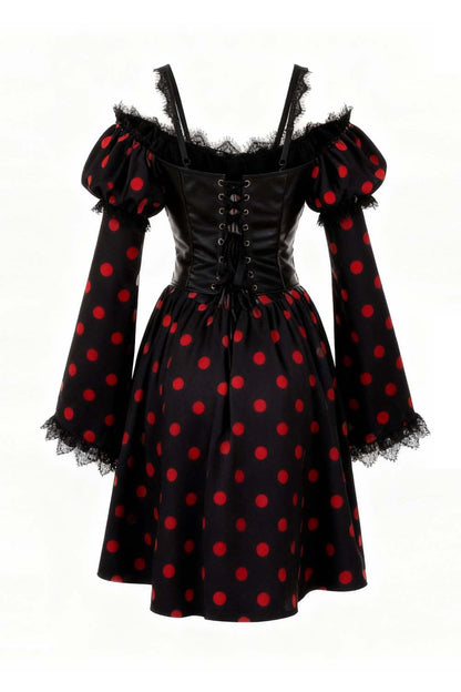 Shadonna Polk Dot Off Shoulder Dress