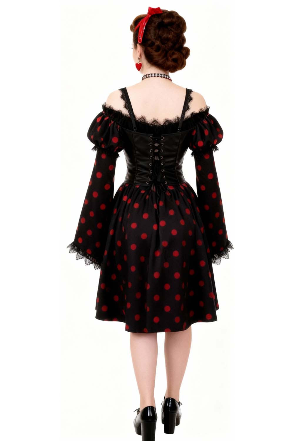 Shadonna Polk Dot Off Shoulder Dress