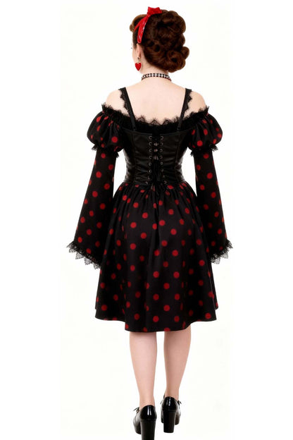 Shadonna Polk Dot Off Shoulder Dress