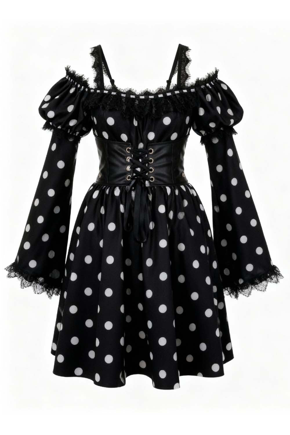 Breonda White Polk Dot Off Shoulder Dress