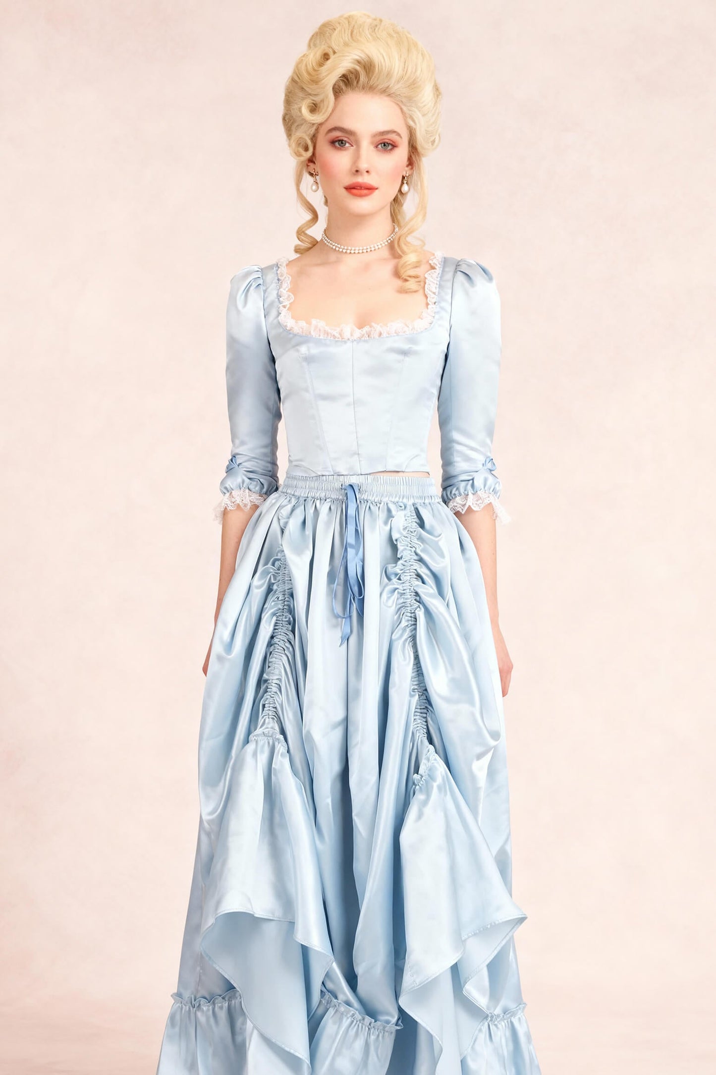Linsey Rococo Blue Satin Bustle Skirt