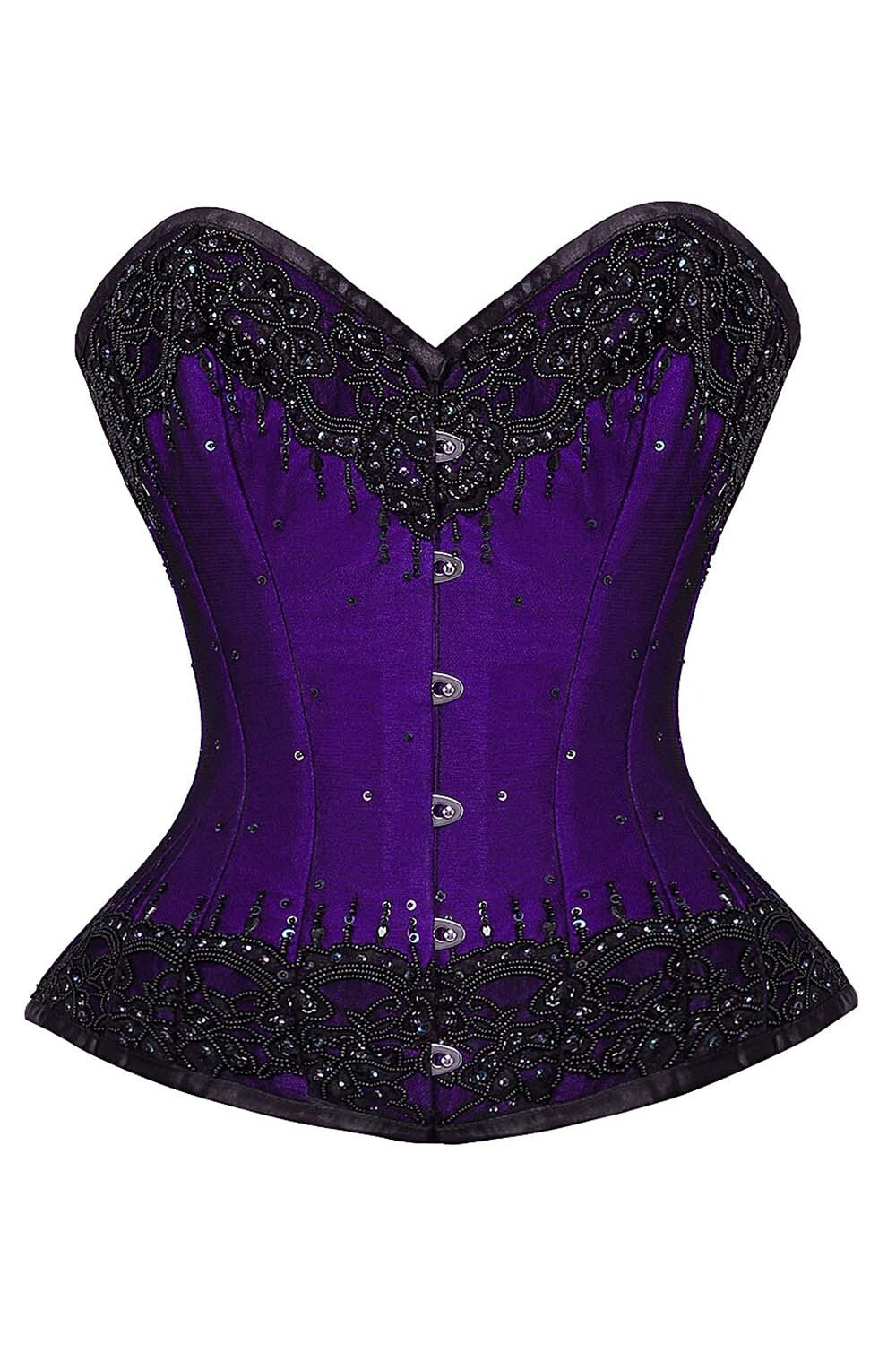 Faryn Purple Satin with Lace Overlay Couture Corset