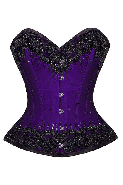 Faryn Purple Satin with Lace Overlay Couture Corset
