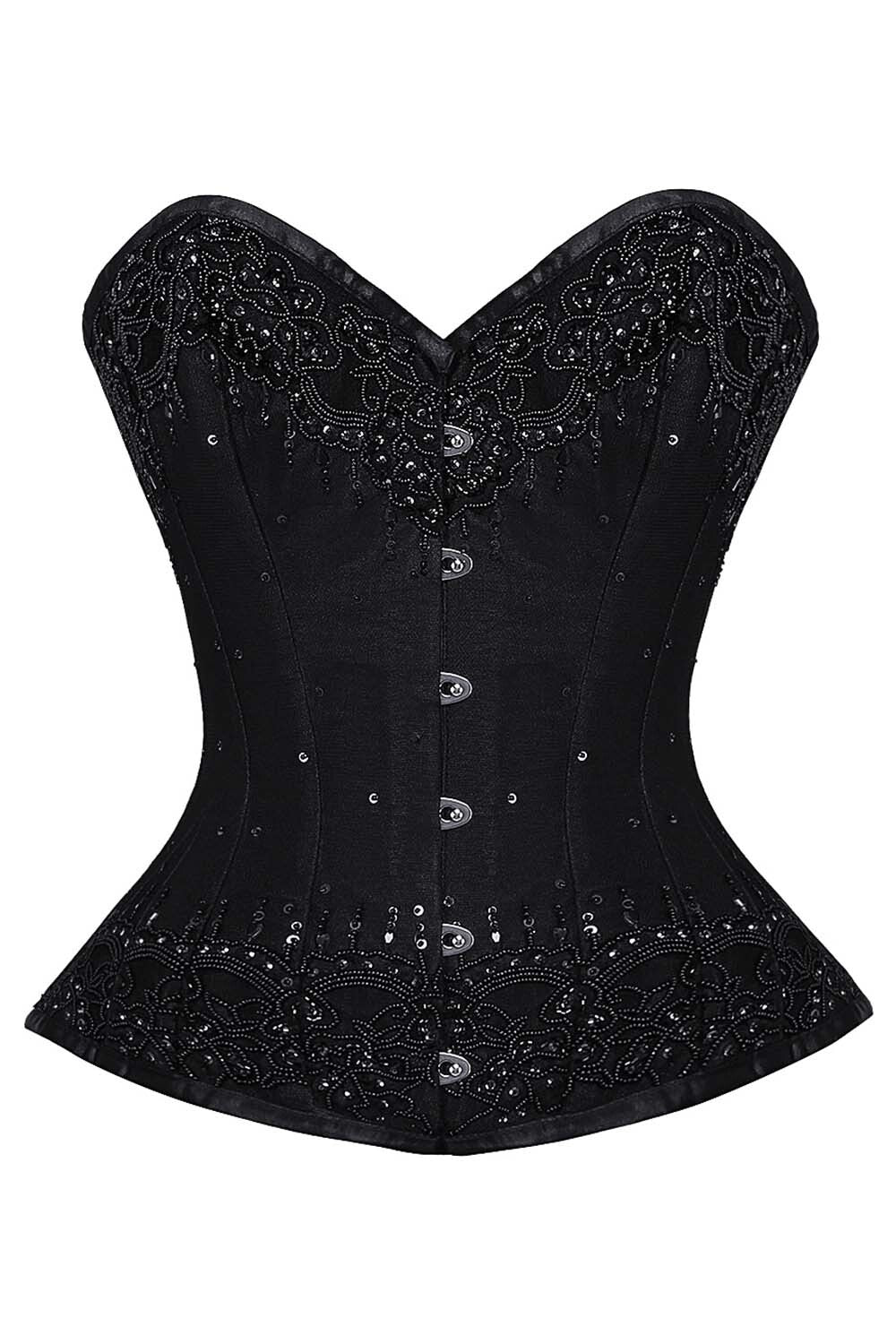 Jacee Black Satin with Lace Overlay Couture Corset