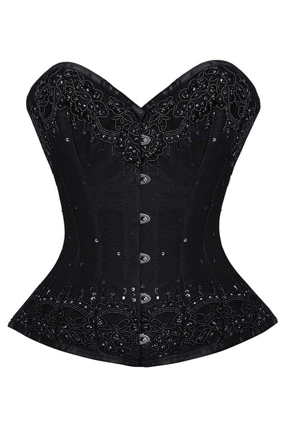 Jacee Black Satin with Lace Overlay Couture Corset