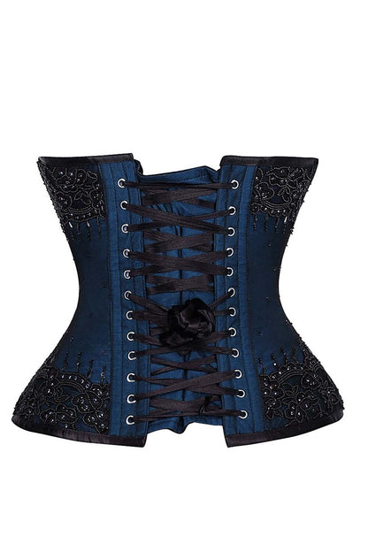 Jalea Blue Satin with Lace Overlay Couture Corset